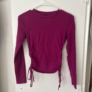 SHEIN Fuchsia Long Sleeve Ruched Top